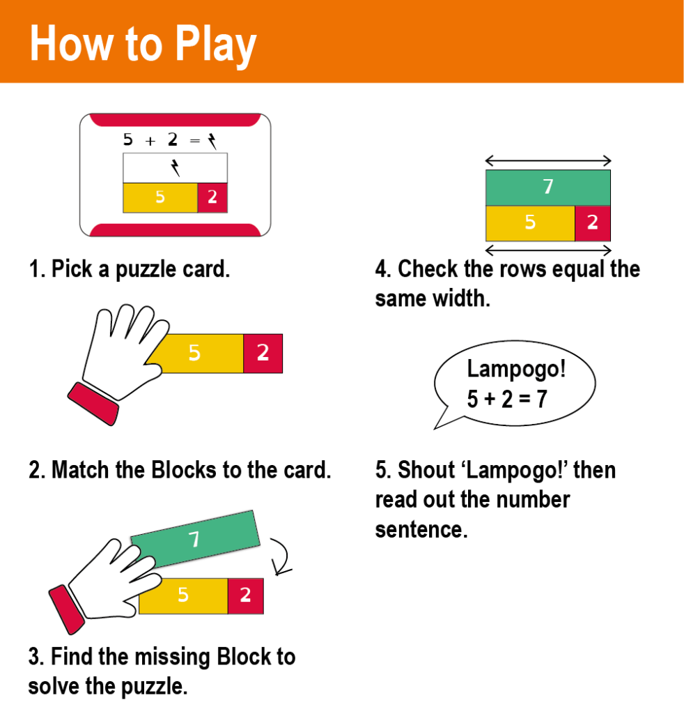 Lampogo Blocks. Fun maths game. Hands-on maths game. Montessori maths game. Educational maths game.